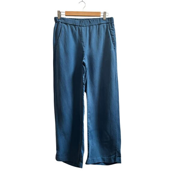 Diega Pantero Blue Linen Blend Pocket Pull On Elastic Waistband Pant Medium - Picture 2 of 12